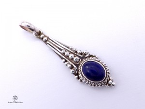 PA233 Pendentif Tibétain Argent Massif Lapis Lazuli