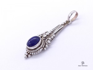 PA233 Pendentif Tibétain Argent Massif Lapis Lazuli
