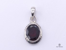 PA264 Pendentif Tibétain Argent Massif Grenat