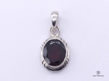 PA264 Pendentif Tibétain Argent Massif Grenat